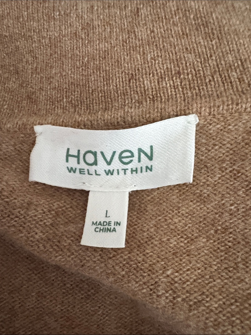 Haven Well Within 100% Cashmere Open Collar Sweater Brown Size Large - Picture 3 of 4